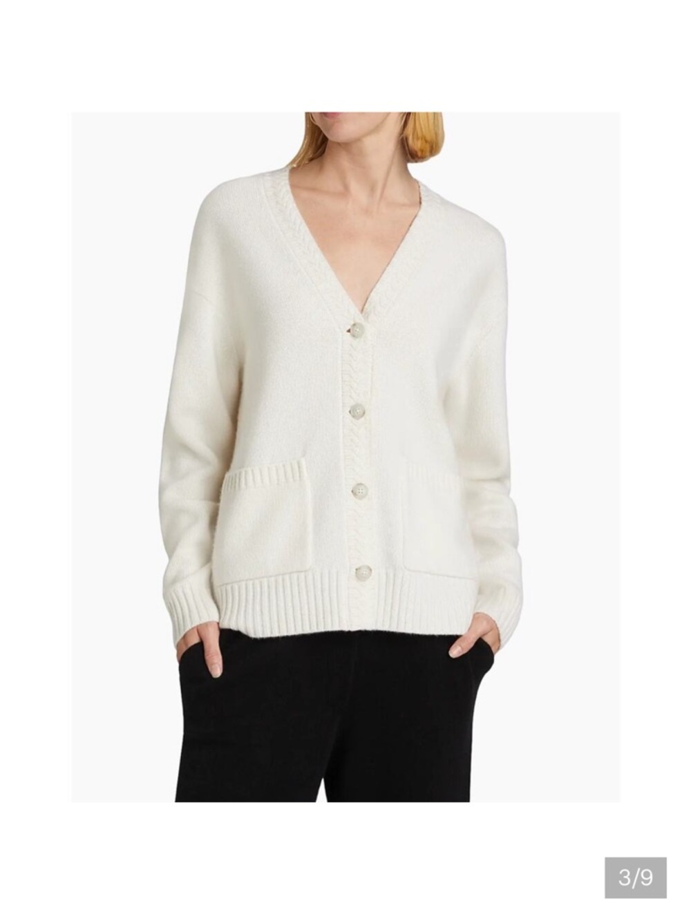 White V-Neck Button Front Women's Cardigan Sweater Cashmere Guest in Residence